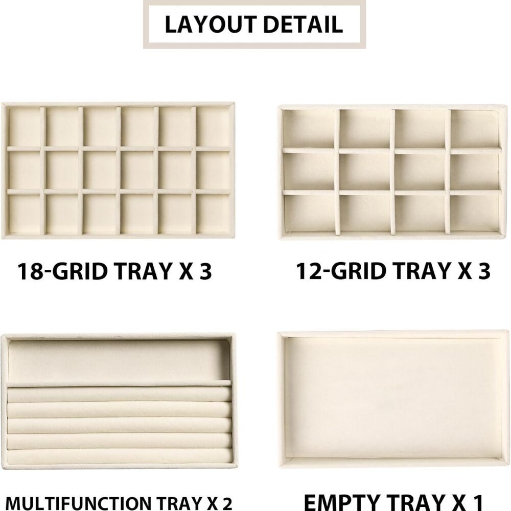 Versatile Jewelry Storage: 9-Piece Stackable Velv… - image 4